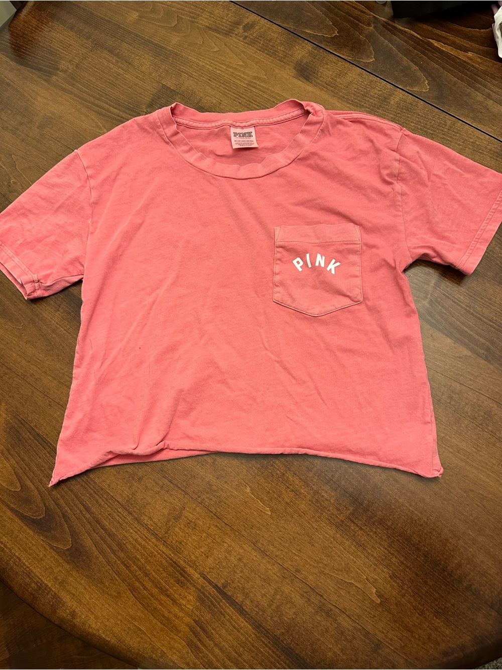 PINK Victoria's Secret Cropped Pocket Tee in Coral Pink